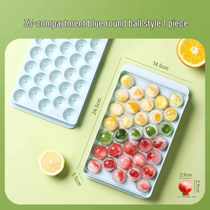 Food Grade Round Ice Cube Trays with Lids - Creative Sphere Mold for Home Refrigerator