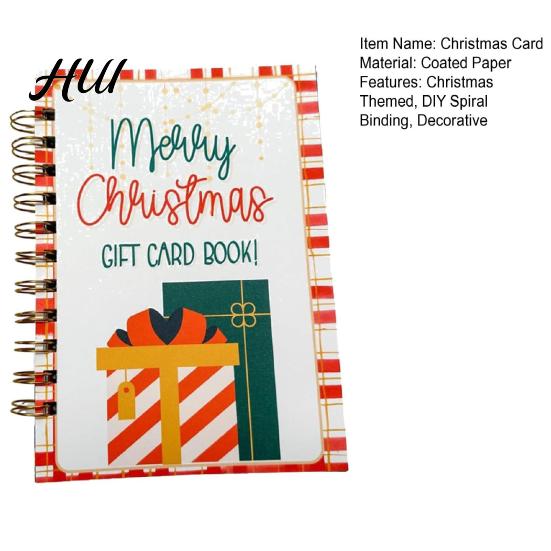 Full Color Design Christmas Card Clip College Survival Gift Book DIY Spiral Binding Festive Functional Xmas Student Themed Bookshelves