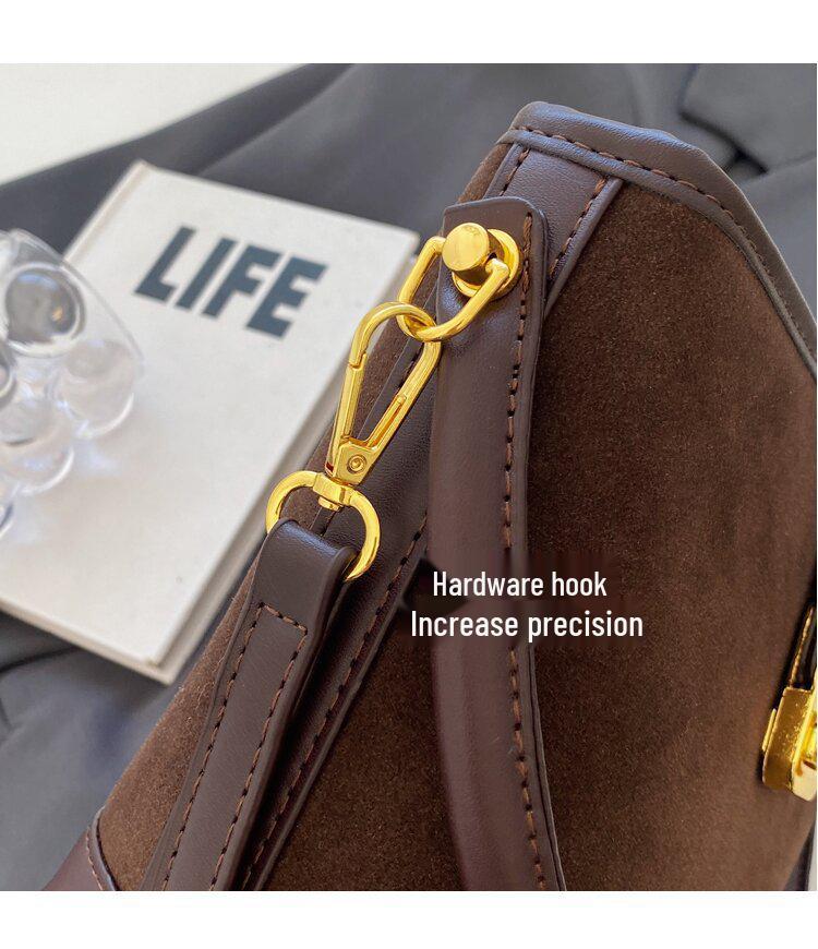 Sleek Women's Frosted Bucket Bag: Autumn/Winter, Large Capacity, Single Shoulder, Crossbody, Chic Handbag, Underarm Small Bag.