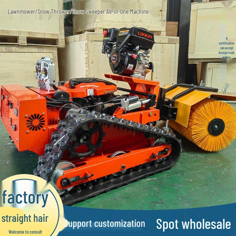 Tracked Dual-Use Remote Control Lawnmower & Snow Sweeper for Germany