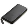 ABIES Round Zipper Long Wallet, Black, Made In Japan with Tochigi Leather Cowhide