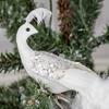 Christmas Tree Decortion Artificial Peafowl Ornaments Sculpture with Clip Bird Figurine Peacock Long Tail Realistic Crafts Decor