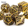 7 шт., металлические кубики с желтым зубчатым колесом, набор полых металлических многогранных кубиков, подходящий для ролевой игры, настольной игры, карточной игры