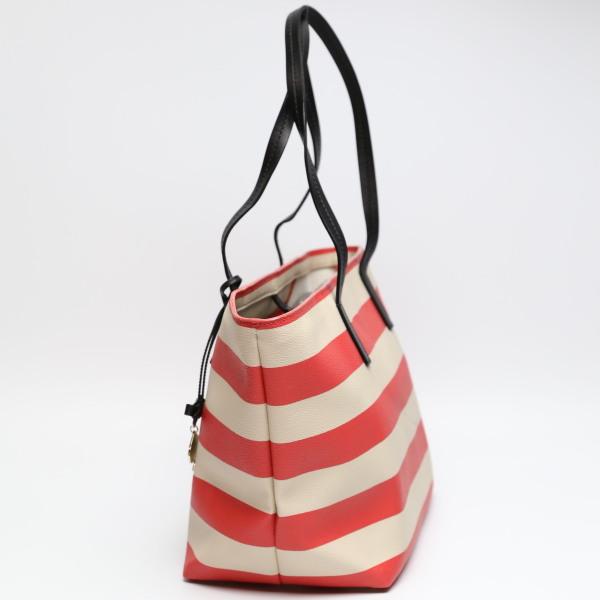 Kate Spade Пограничная морская сумка-тоут Сумка на руку ПВХ Красный x бежевый Б/у