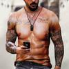 Мужская футболка с короткими рукавами и 3d мышцами, повседневный пуловер с мышцами живота, топ с короткими рукавами