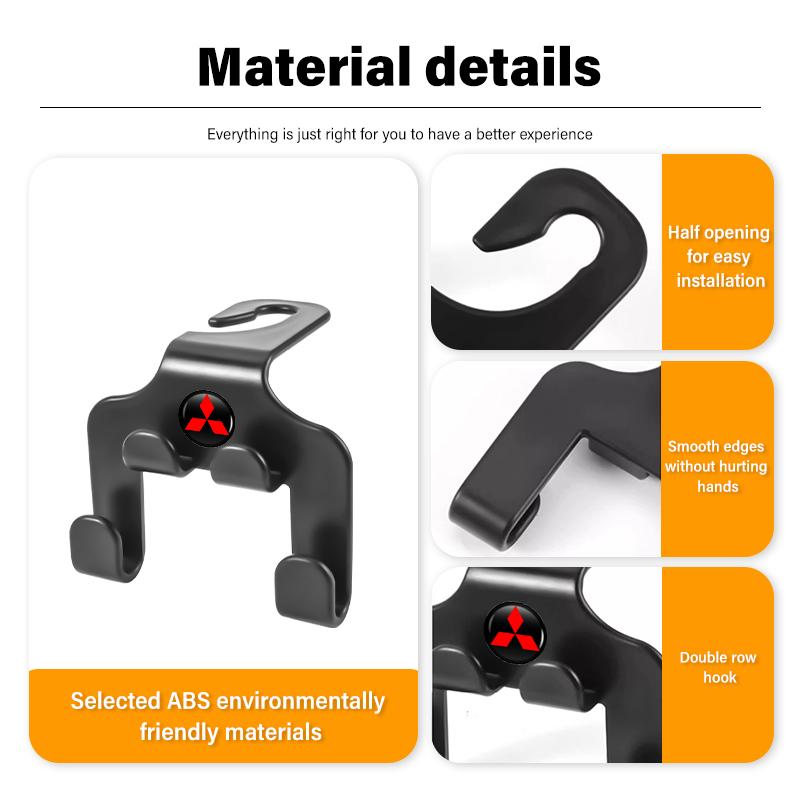 For Mitsubishi Car Universal Seat Hooks Multifunctional Phone Storage Holder Outlander Pajero Sport Lancer EX ASX L200 Eclipse