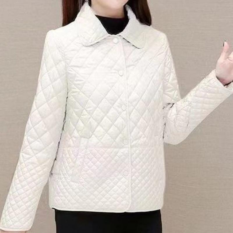 Осенняя женская повседневная легкая клетчатая хлопковая куртка большого размера