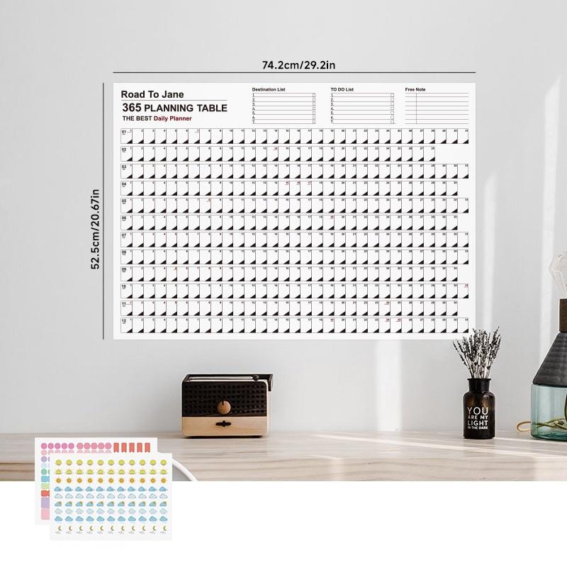 365 Таблица планирования 2025 Ежедневник с цветными точками Наклейки Настенный календарь Расписание Список дел Проверка Памятка