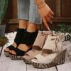 Fashion 2025 Summer Clogs Wedge Female Sandal Muffins Shoe Open Toe High Heels Large Size Fringe Comfort Platform