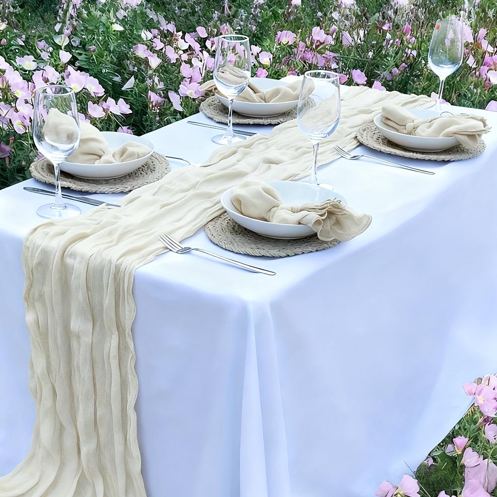 Набор из 7 шт. Скатерть-дорожка и салфетки из марли в стиле Бохо, деревенский мятый декор для свадьбы, дня рождения, вечеринки, ужина