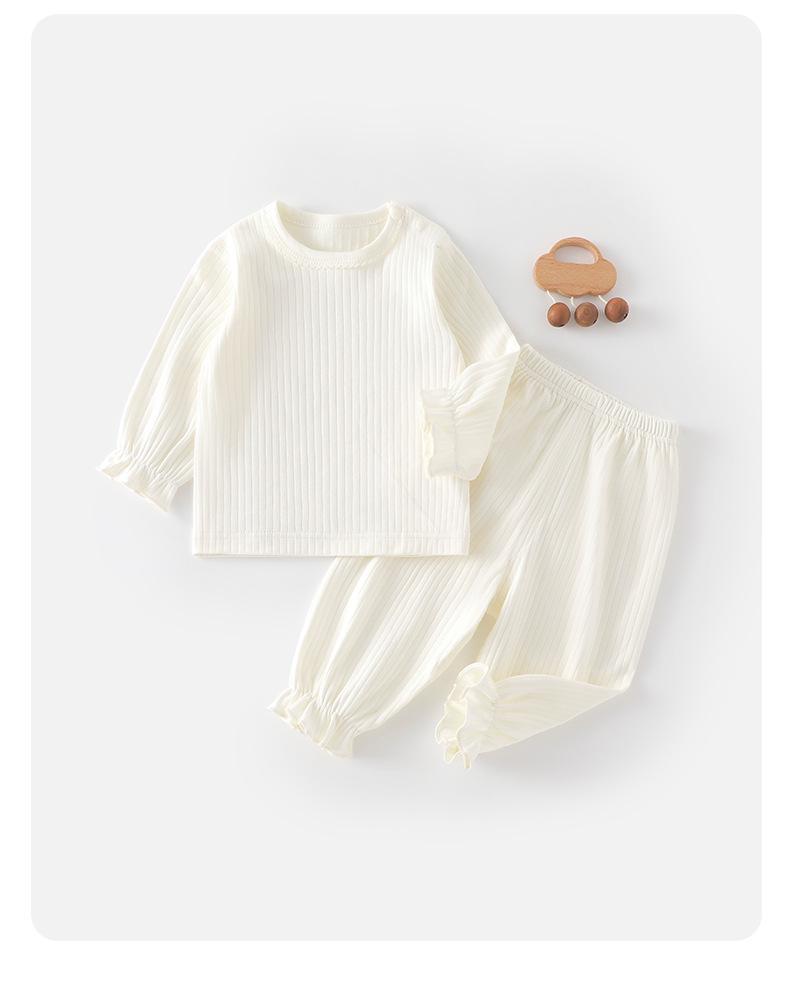 Baby Cotton Knit Lace Home Wear Set - Soft, Skin-Friendly, and Comfortable for Spring and Autumn