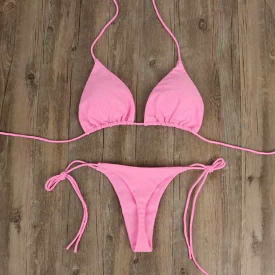 2 шт./компл. женский сексуальный комплект бикини с лямкой на бретельках и мягким бюстгальтером с высокой талией, комплект стрингов на шнуровке, пляжный купальный костюм, купальный костюм