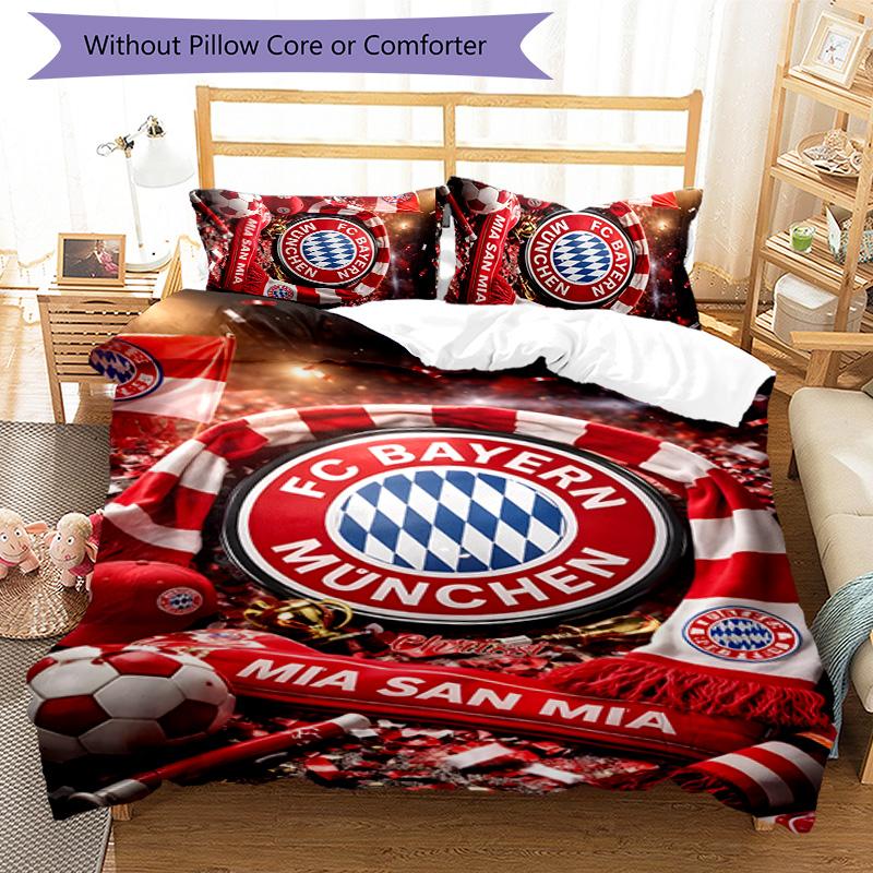 3pcs B-Bayern Munich (6) Design Cover Set - HD Printed Bedding with 1 Cover and 2 Pillowcases - Perfect for Home and Dorm Decor