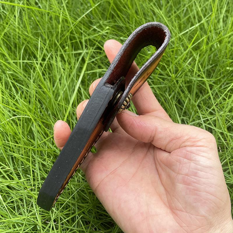 Держатель складного ножа, тисненые ножны из коровьей кожи, чехол для карманного ножа, чехол из расщепленной кожи, кобура для походного ножа, чехол для военного ножа с пряжкой на ремень