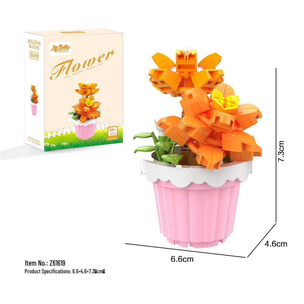 Preserved Succulent & Fresh Flower Educational Building Block Ornament - Perfect Small Gift for Boys and Girls' Birthdays