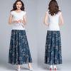Женская летняя осенняя юбка из ледяного шелка с цветочным принтом, эластичная юбка трапециевидной формы с высокой талией, универсальная повседневная большая длинная юбка большого размера
