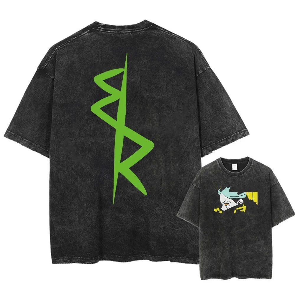 Футболка Y2k Мужская Одежда Новинка Топы и Футболки Мужская Футболка Camisetas Аниме Киберпанк Кислотная Винтажная Стираная Футболка Homme 61343