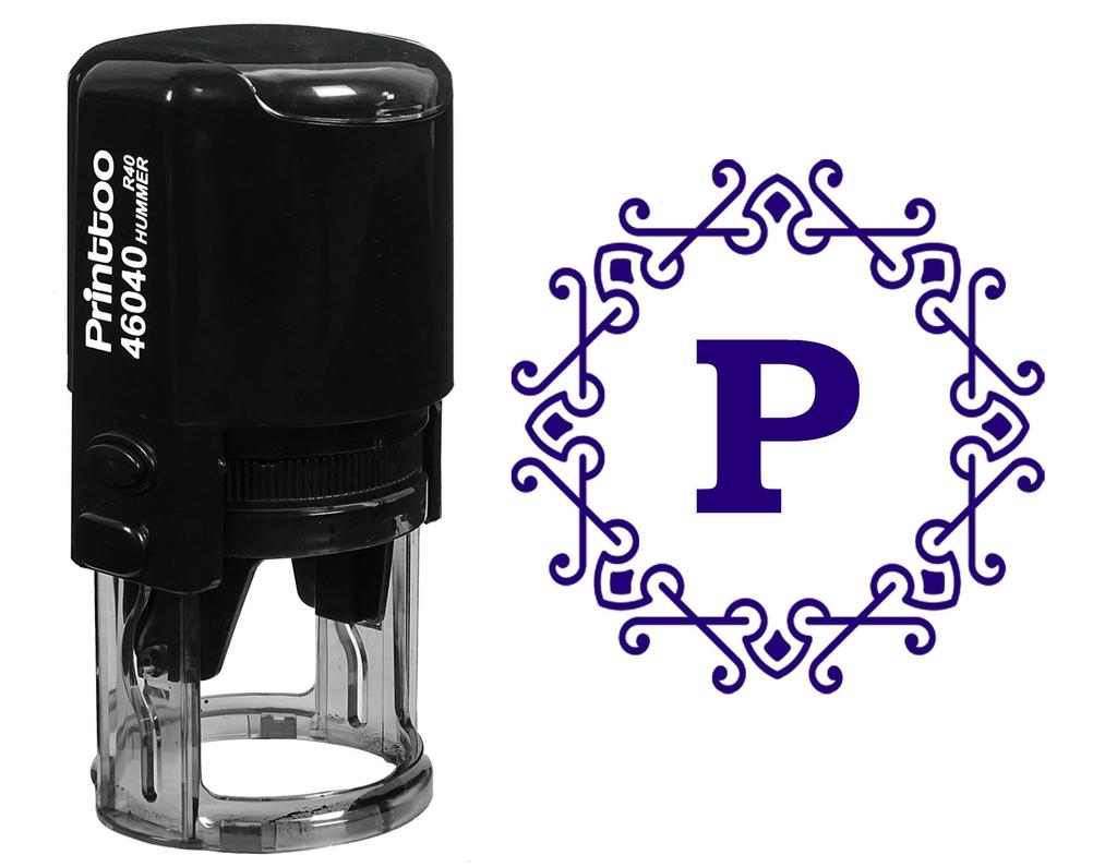 Printtoo Alphabet P Monogram Initial Octagon Celtic Swirl Frame R-40 Office Стационарная самокрасящаяся резина