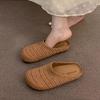 Модные плетеные шлепанцы на плоской мягкой подошве для женщин, уличная обувь, весна-лето 2025, новые, полые, дышащие, с закрытым носком, полушлепанцы