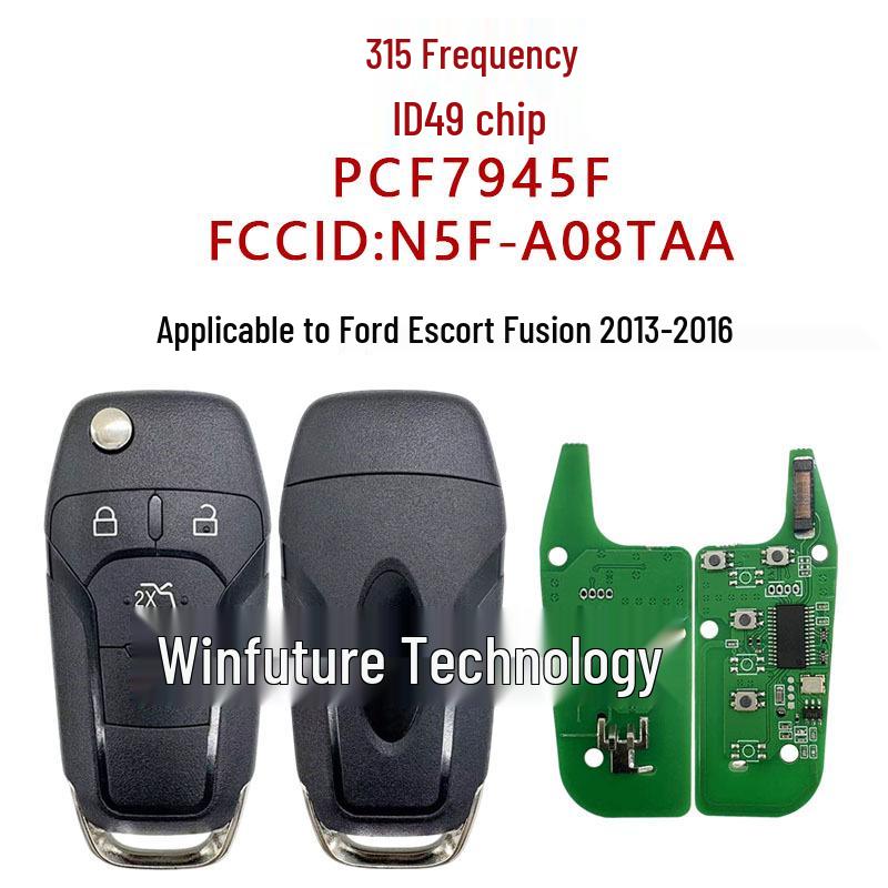 N5F-A08TAA подходит для складных дистанционных ключей Ford Focus Fusion с чипом ID49 на частоте 315 МГц.