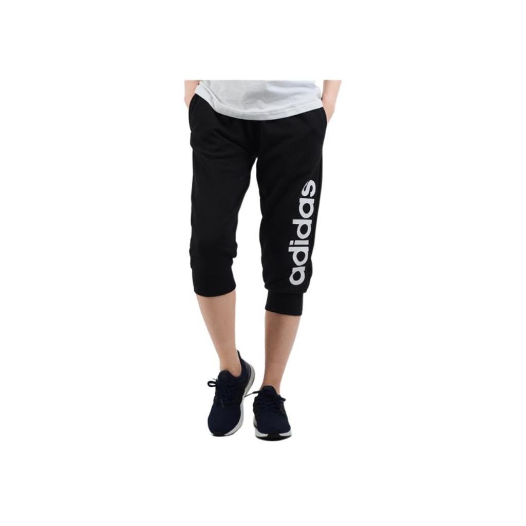 adidas Логотип, буквенный принт, узор, эластичный пояс, дышащие спортивные брюки, женские брюки, черные, S97150