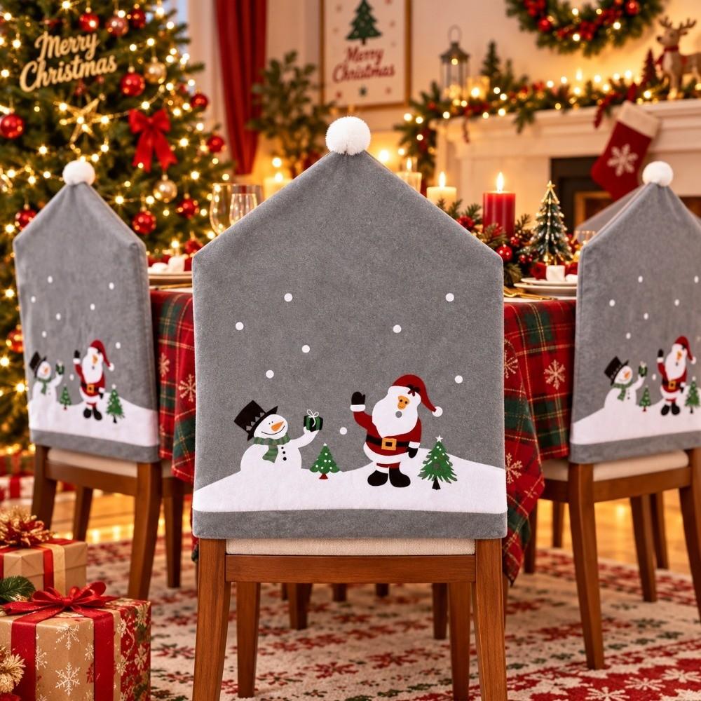 Snowman Chair Protective Slipcover Santa Claus Stool Cover Christmas Chair Cover Xmas Party