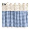 Decorative Fabric Oven Handle Wrap Farmhouse Stove Skirt, Plaid Crochet Lace Curtain, Easy Install Strap Shade Skirt Curtain with Ties for Cottage