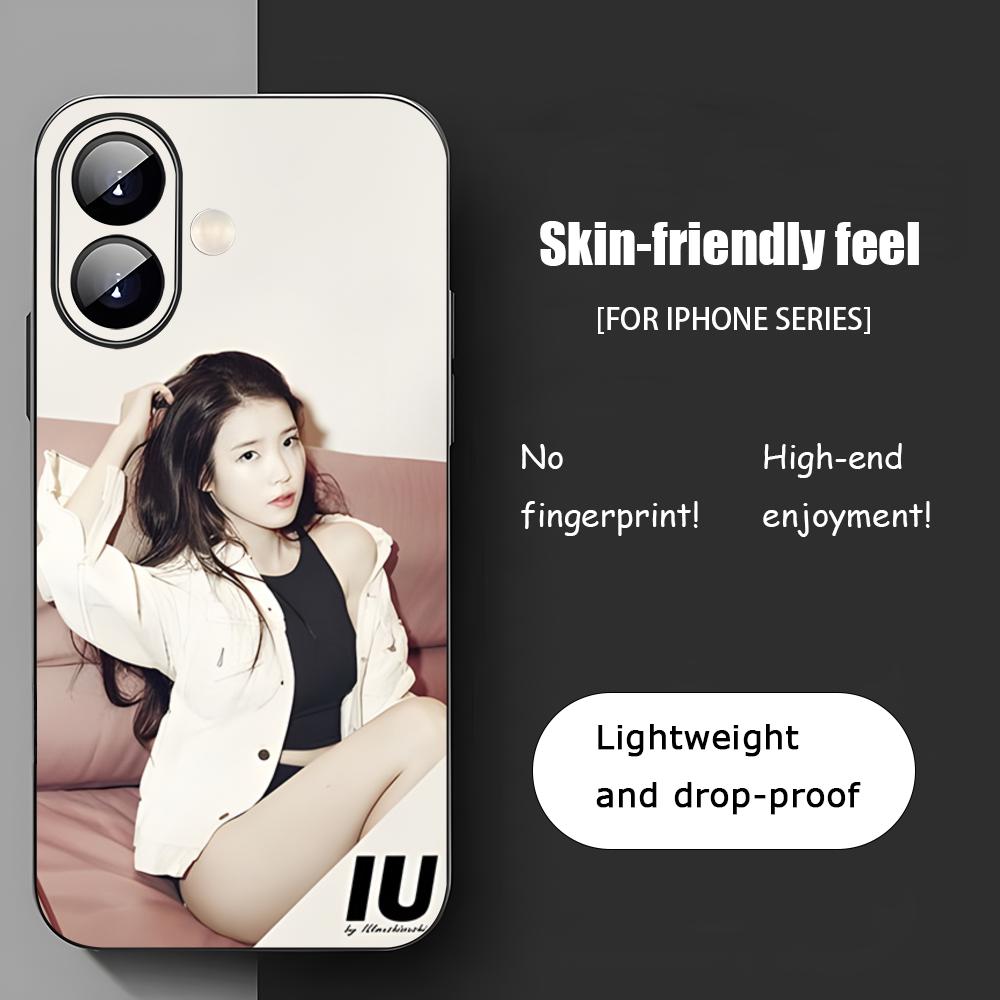 Популярная звезда IU Чехол для телефона Для iPhone 16 15 14 13 12 11 X XR XS 8 Plus Mini Pro Max Мягкий черный Ударопрочный Чехол