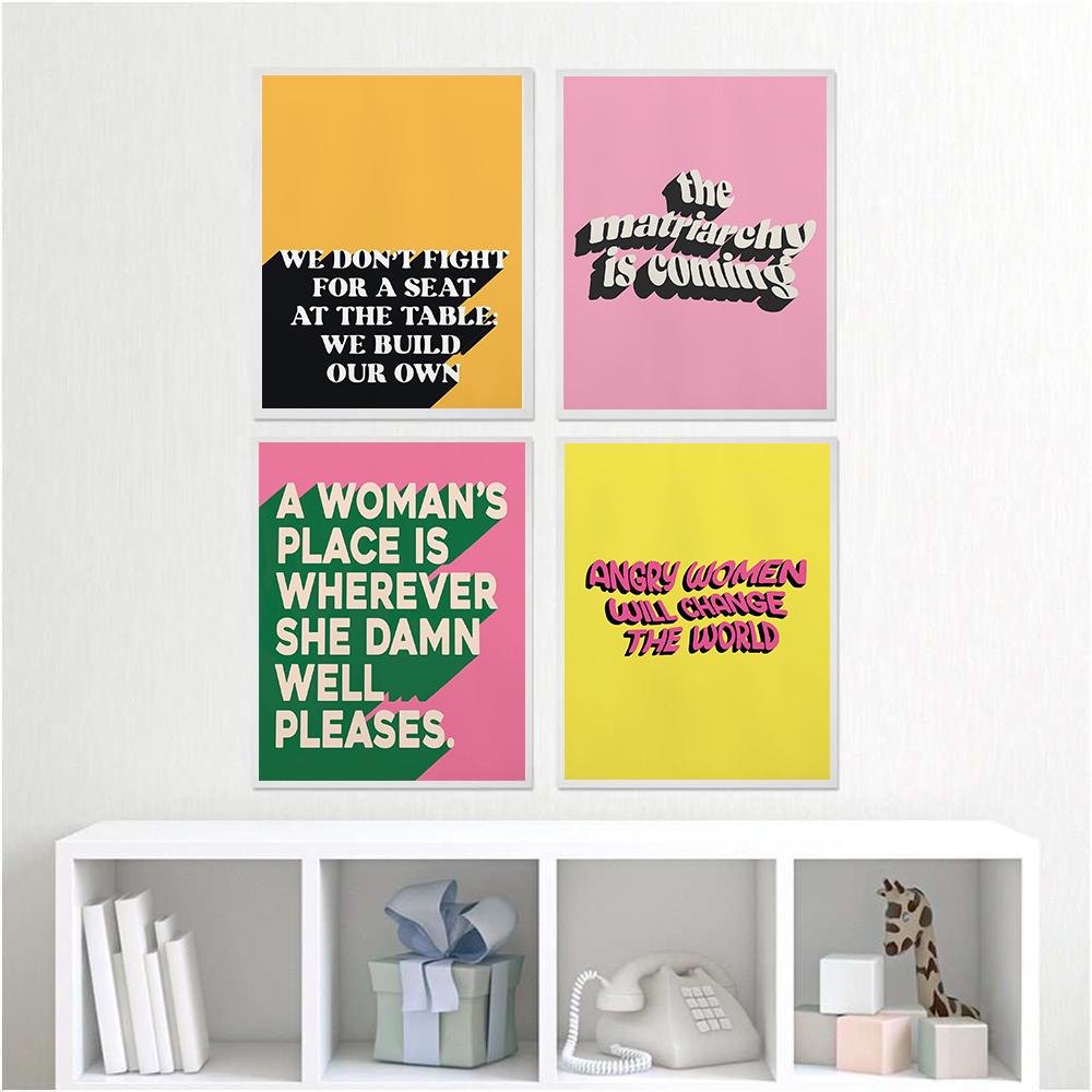 Феминистский художественный принт, типография, красочный постер, яркий декор для спальни, консервативный декор комнаты, настенная живопись на холсте, подарки для нее