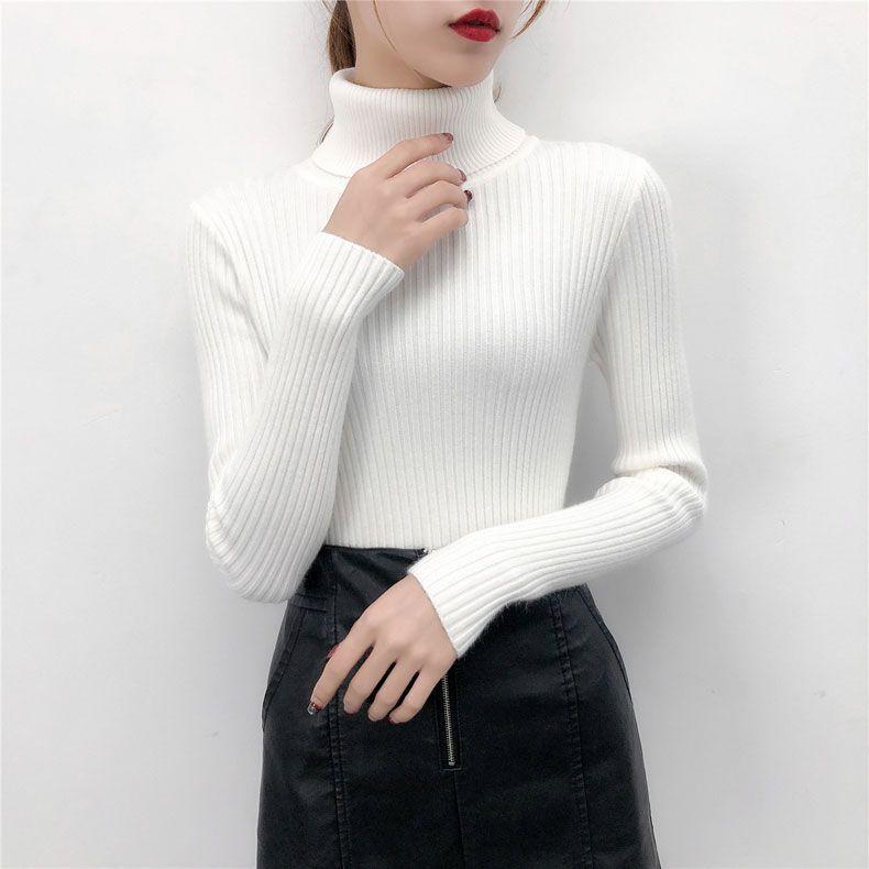 Turtleneck Sweater Bottoming Women's Thickened Sweater Autumn And Winter Long-sleeved Solid Color Pullover Top