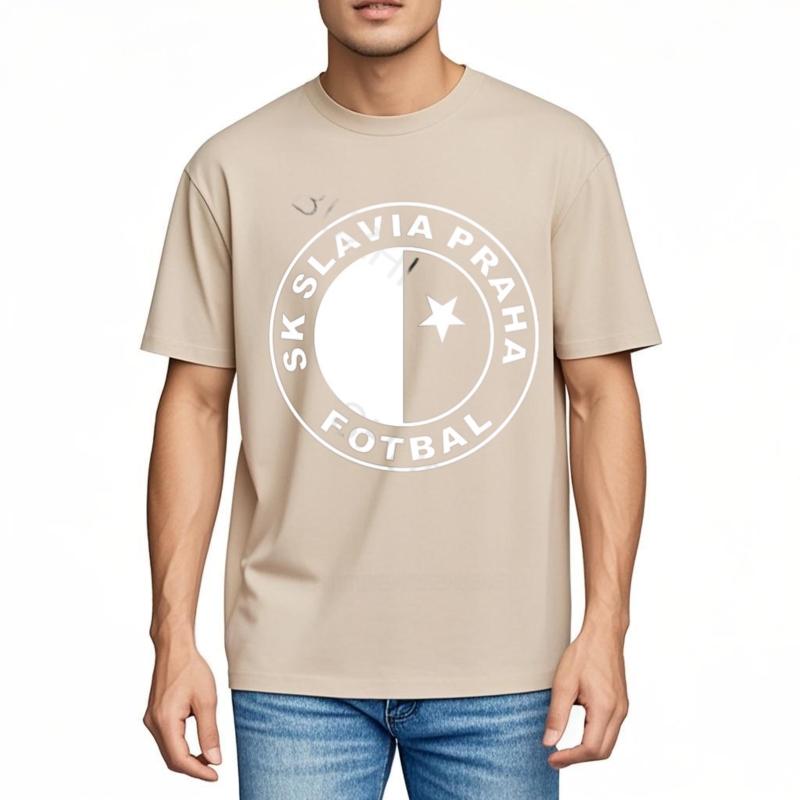 Мужская хлопковая футболка Летняя брендовая футболка SK Slavia Praha Футболка Чехия Прага Принт Футболка Унисекс футболка Свободный стиль