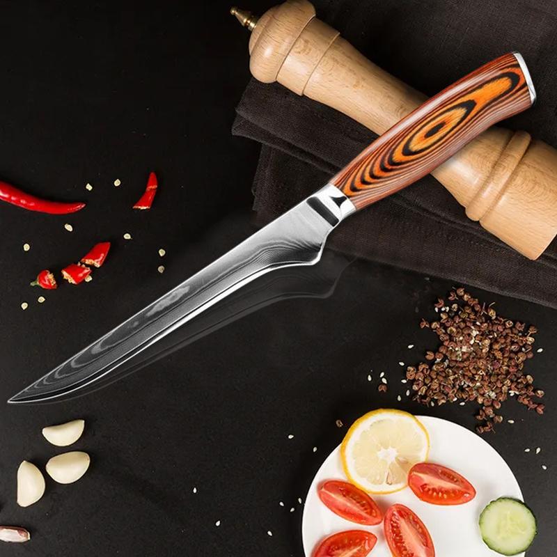 Нож для обвалки 6 дюймов Нож для мясника из дамасской стали Кухонный нож