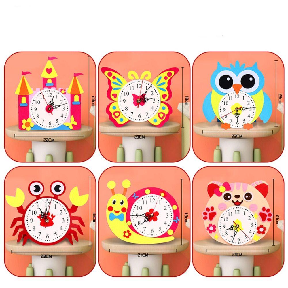 DIY Puzzle DIY Clock Toys Cartoon Clock Time Teaching Aid Cognition Clocks Toys Baby DIY Toys