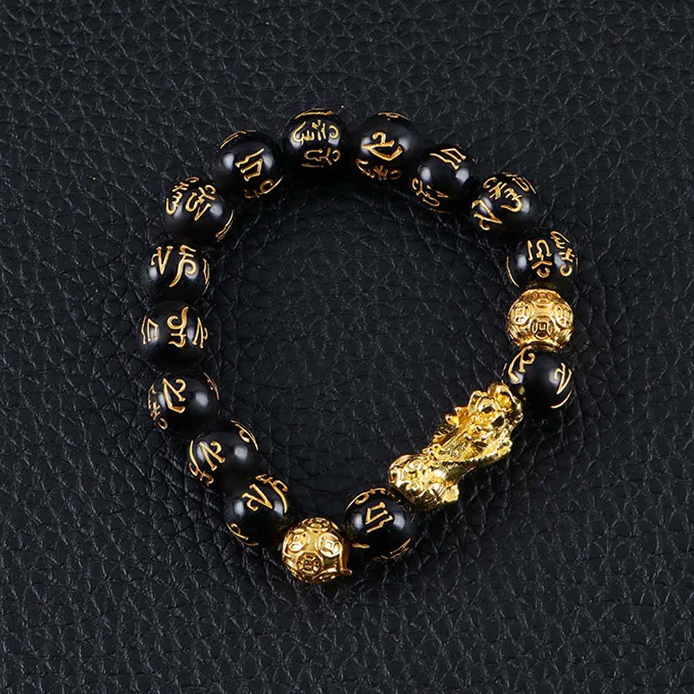 Feng Shui Attract Wealth Men Women Obsidian Stone Beads Bracelets Wristband Good Luck Bangle