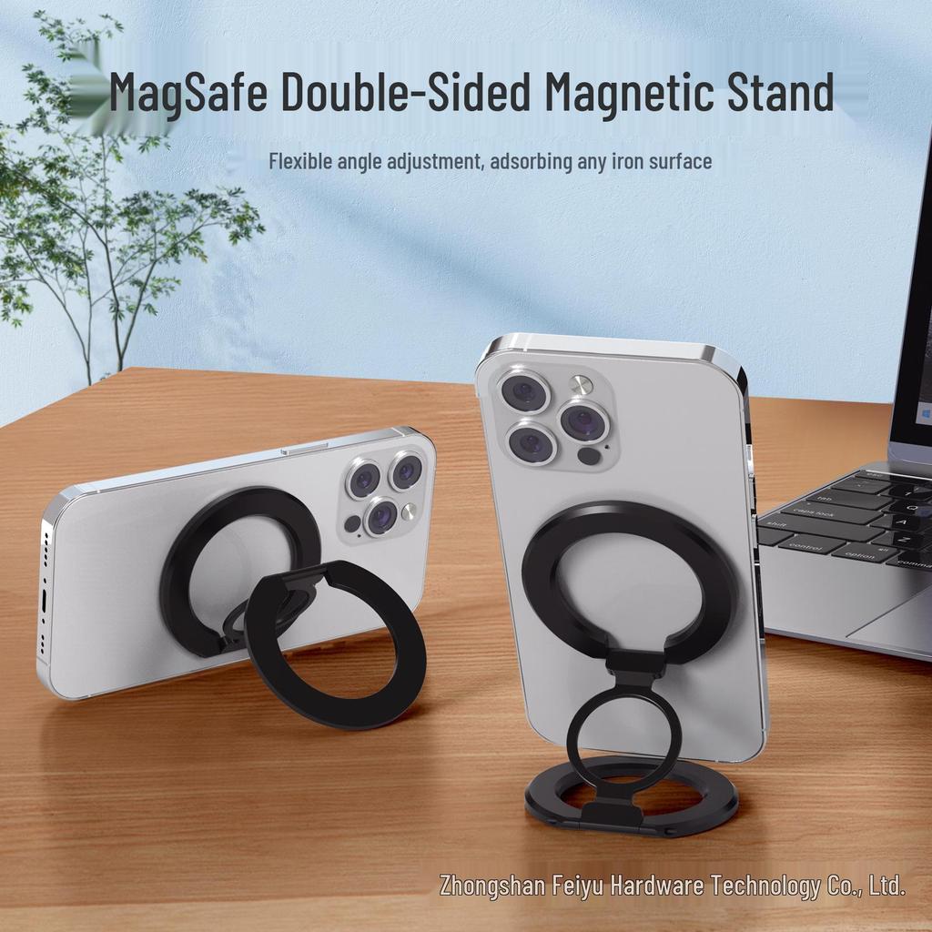 Dual-Sided MagSafe Magnetic Phone Holder with Aluminum Alloy Ring Stand