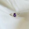 Кольцо с аметистом и драгоценным камнем, серебряное кольцо ручной работы, женское кольцо, подарок для нее, укладочное кольцо