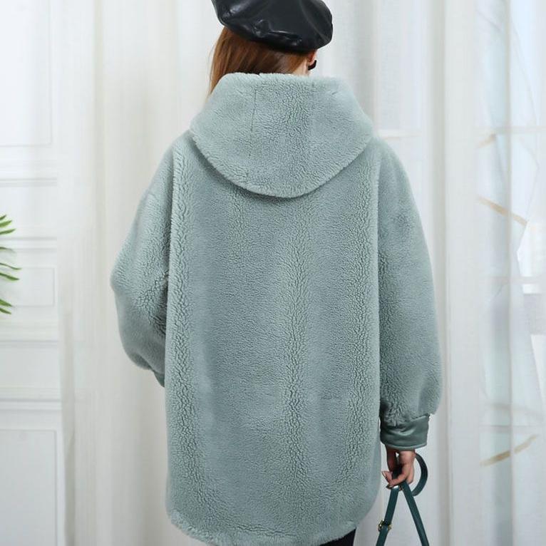 Winter Women Plus Size Hooded Fleece Coat High Quality Lamb Wool Jacket