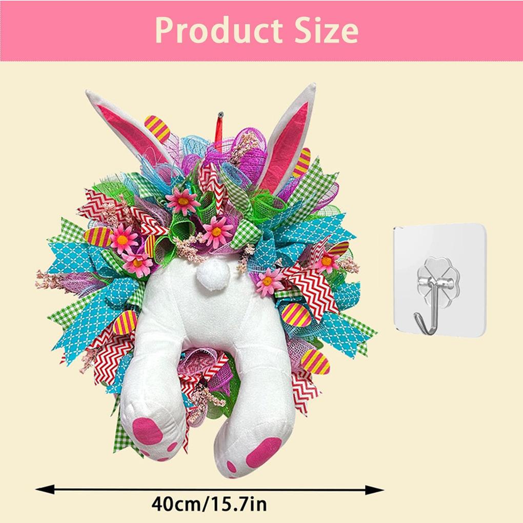 Пасхальный венок с кроликом Забавное весеннее украшение для входной двери Пасхальные венки для входной двери Дверной венок