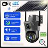 4K 8MP WIFI Солнечная уличная камера с двумя объективами PTZ HD с искусственным интеллектом Автоматическое отслеживание Безопасность CCTV Встроенный аккумулятор Беспроводное наблюдение