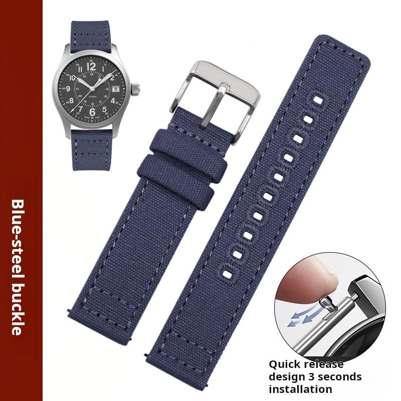 20 мм 22 мм Быстросъемный Мужской Ремешок Для Часов Для Hamilton Khaki H68201993 Timex Citizen Замена Холщового Ремешка Серый Синий Нейлон