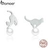BAMOER Hot Sale 100% 925 Sterling Silver Naughty Cat Play Ball Drop Earrings