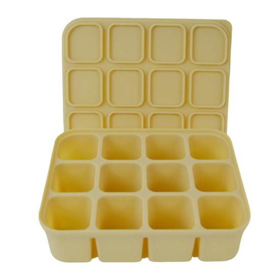 Силиконовый лоток для льда с крышкой, гибкая форма для льда без BPA на 12 кубиков, экономящая место, легко снимаемая, штабелируемая квадратная форма для льда