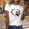 Fashion Women Personalized Love Dog Claw Print T Shirt Funny Casual O-neck Short Sleeves T-shirt Summer Female Tee Shirt