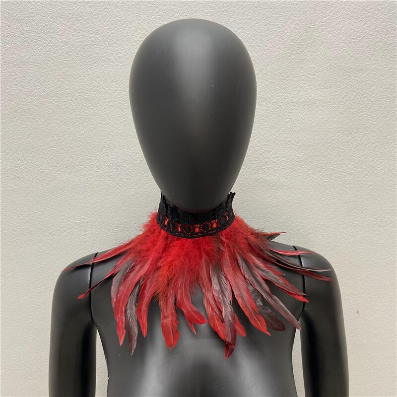 32 см Роскошный панк-перо чокер кружевное перо ожерелье готический перо шарф