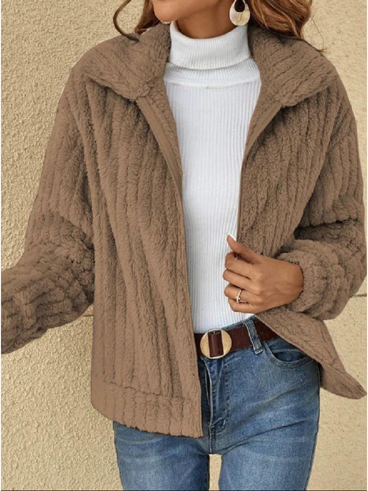 2024 Autumn/Winter Women's Fur Plush Lapel Cardigan Short Coat