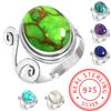 Кольцо из стерлингового серебра 925 пробы с драгоценными камнями, ручная работа, рождественский подарок, синий, зеленый, фиолетовый, медный, бирюзовый, жемчужный, лазурит, перламутровый костюм