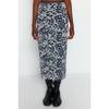 Black Waist Detailed Printed Stretchy Tulle Maxi Knitted Skirt Twoaw24et00124