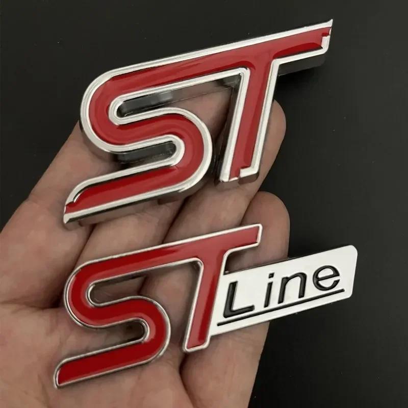 3D Metal ST Line Front Grille Emblem Car Rear Trunk Badge For Ford Edge Puma Kuga Mondeo Fiesta Ecosport Focus STLINE Sticker