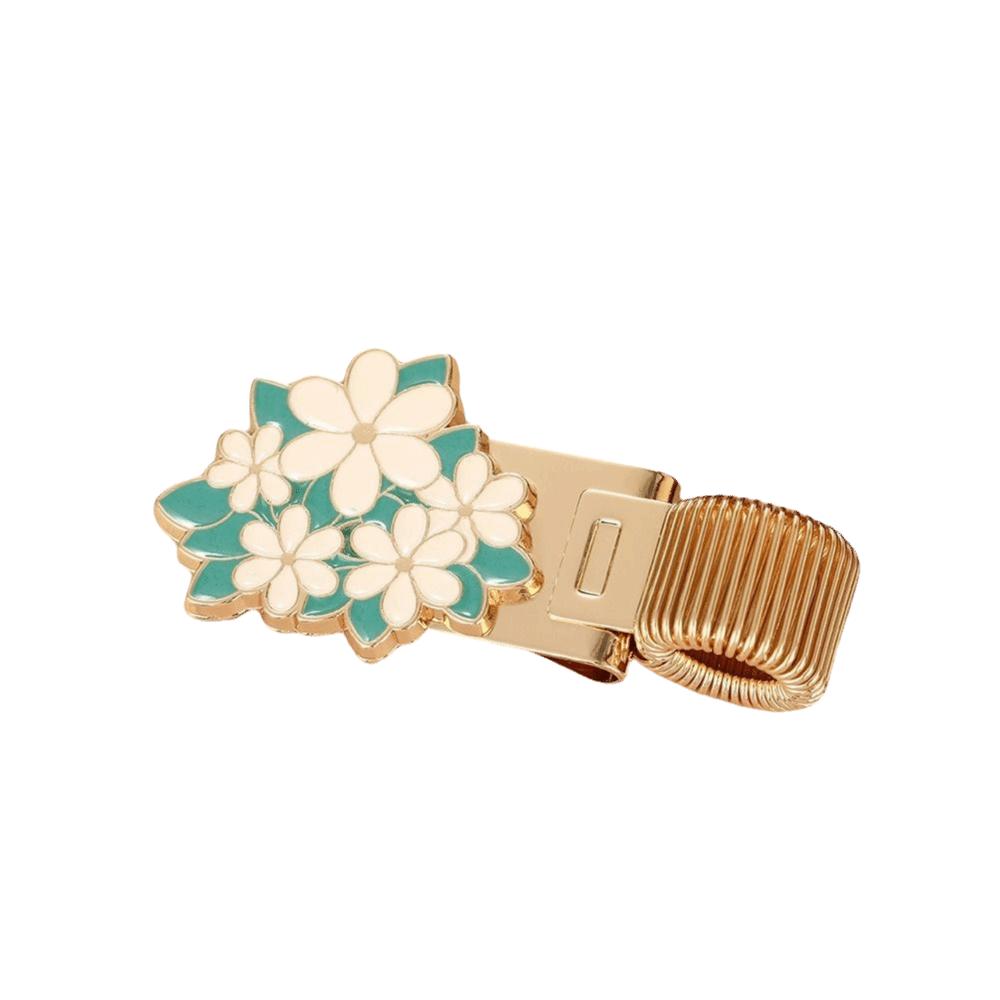Retro Metal Pen Holder Flower Journal Clip Portable Paper Fix Clips Student