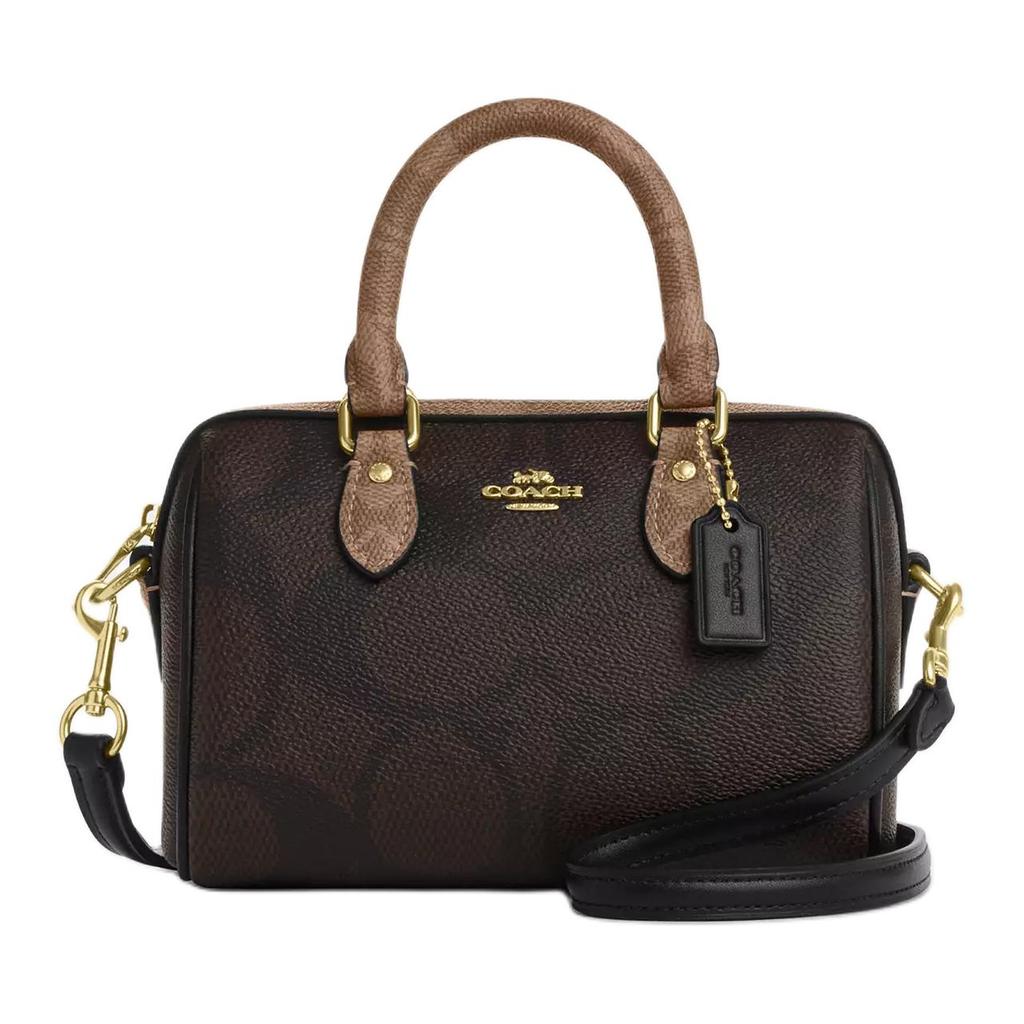 Coach Роуэн 18 Кожаная сумка через плечо с верхним клапаном Маленькие женские сумки Коричневый CAB16-IMXI8